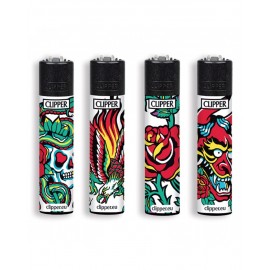 Accendino Clipper Hard Tattoo ricaricabile a gas